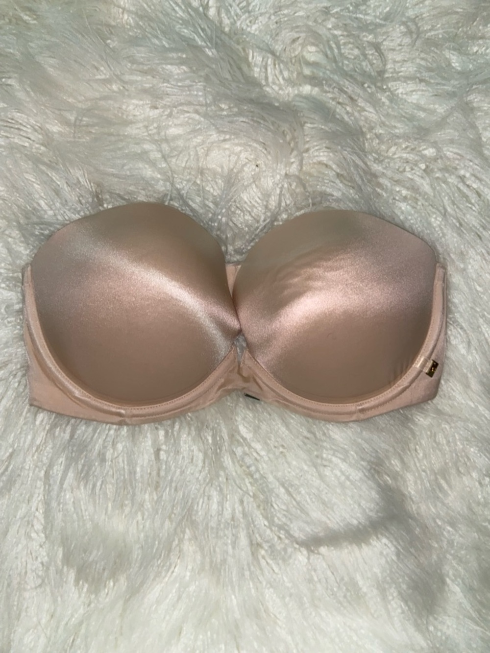 Victoria's Secret Strapless Satin Bra in Light Blush